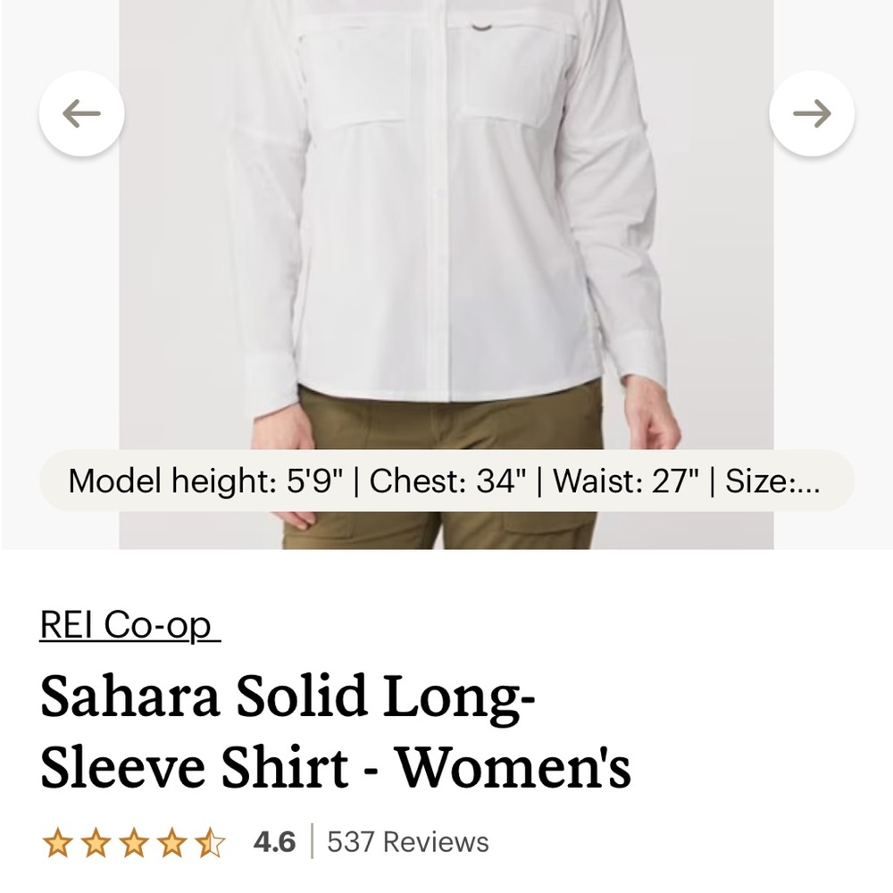 REI Co-op White Long-Sleeve Shirt